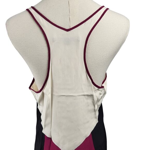 New Jay Godfrey Size 8 All Silk Color Block Dress Deep V-Neck Racerback USA - Picture 11 of 13